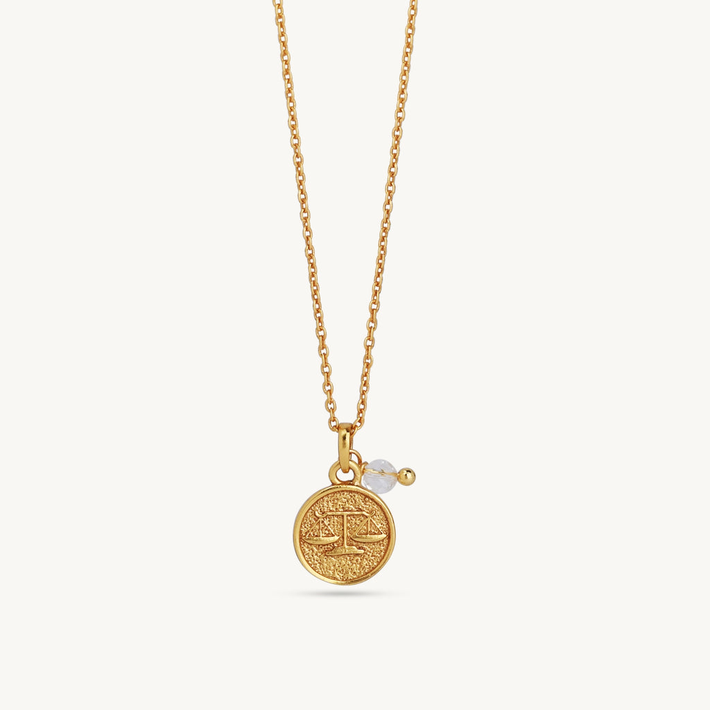 Gold Zodiac Sign Birthstone Necklace
