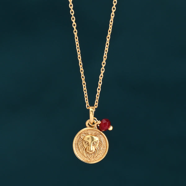 Gold Zodiac Sign Birthstone Necklace