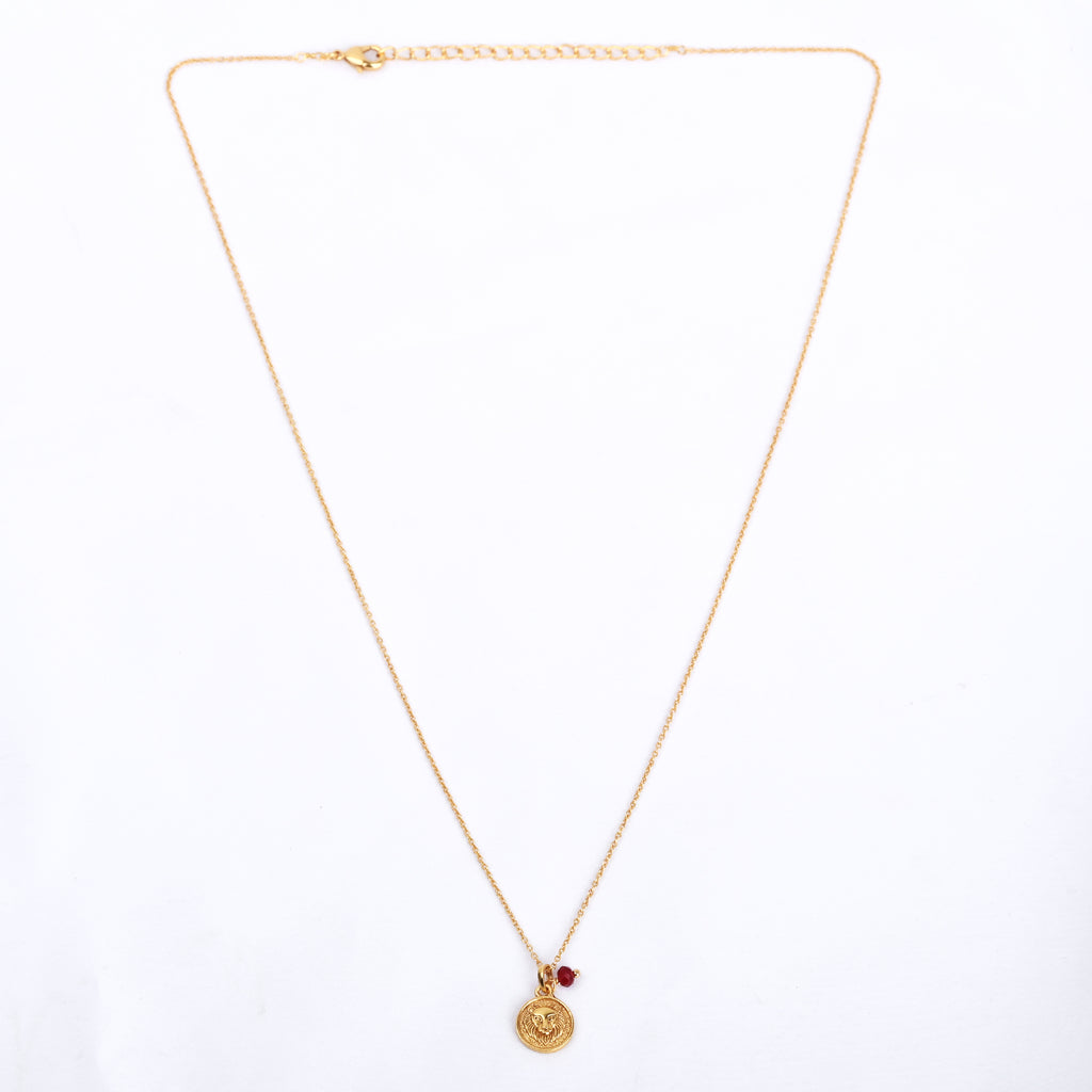 Gold Zodiac Sign Birthstone Necklace