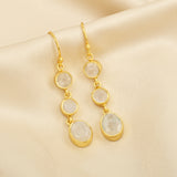 Rainbow Moonstone Moonlight Hoops