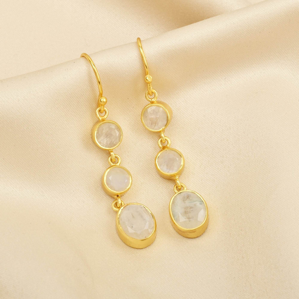 Rainbow Moonstone Moonlight Hoops in Sterling Silver - La Vitá Jewels