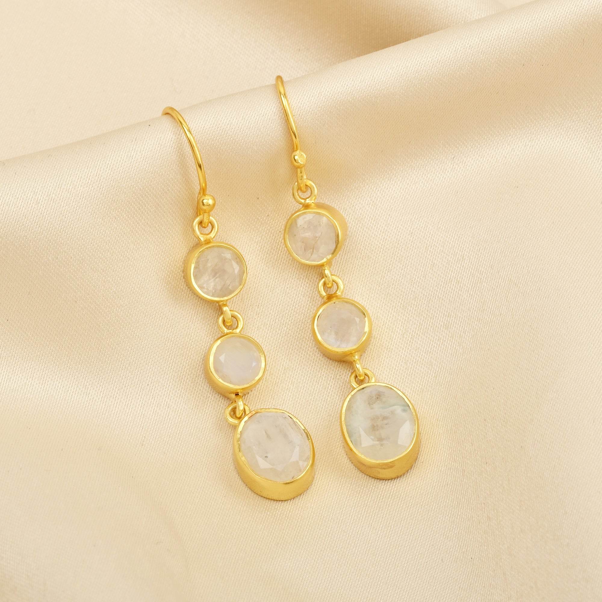 Rainbow Moonstone Moonlight Hoops in Sterling Silver - La Vitá Jewels