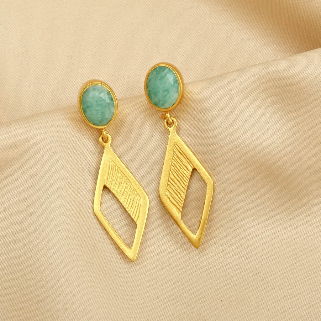 Amazonite Crafted Elegance Earrings in Sterling Silver - La Vitá Jewels