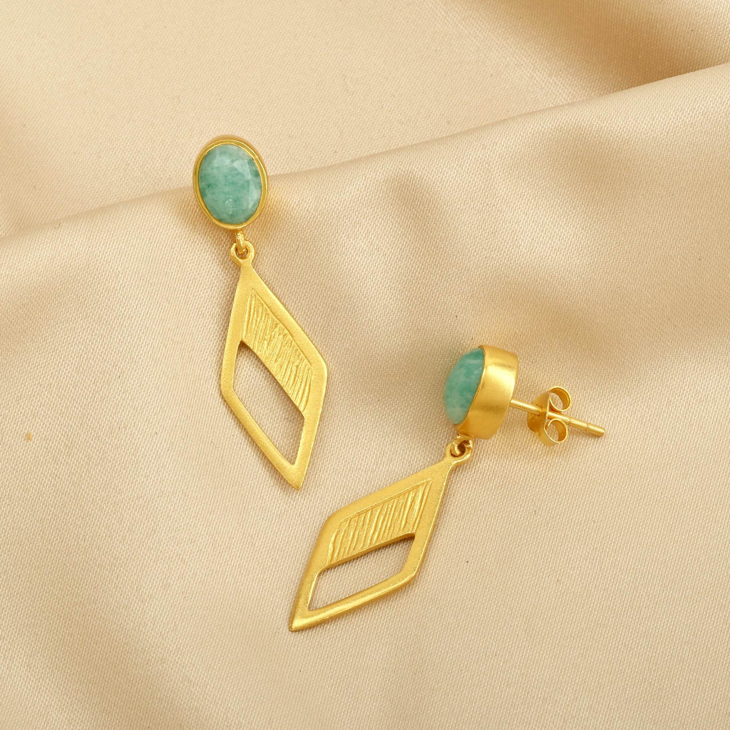 Amazonite Crafted Elegance Earrings in Sterling Silver - La Vitá Jewels