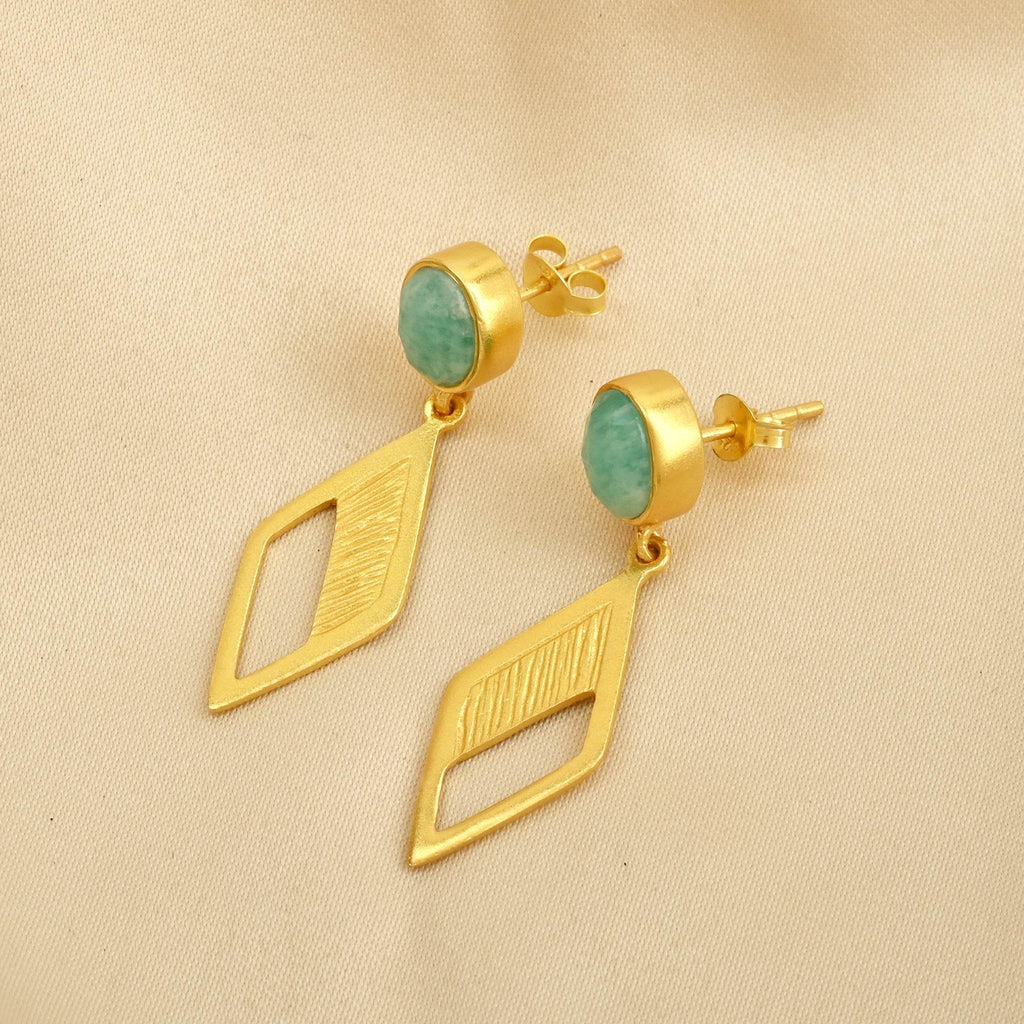 Amazonite Crafted Elegance Earrings in Sterling Silver - La Vitá Jewels