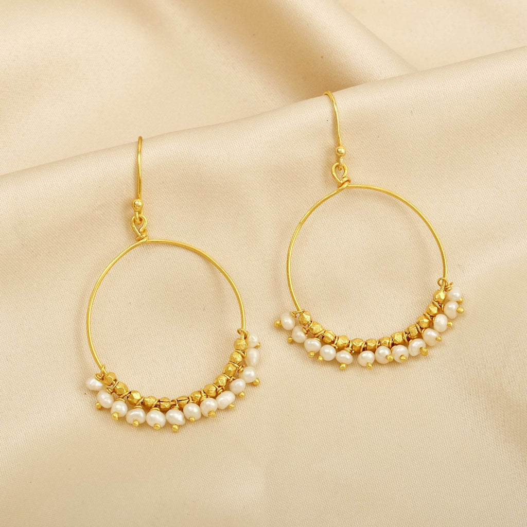 Pearl Stone Dangle Earrings in Sterling Silver - La Vitá Jewels