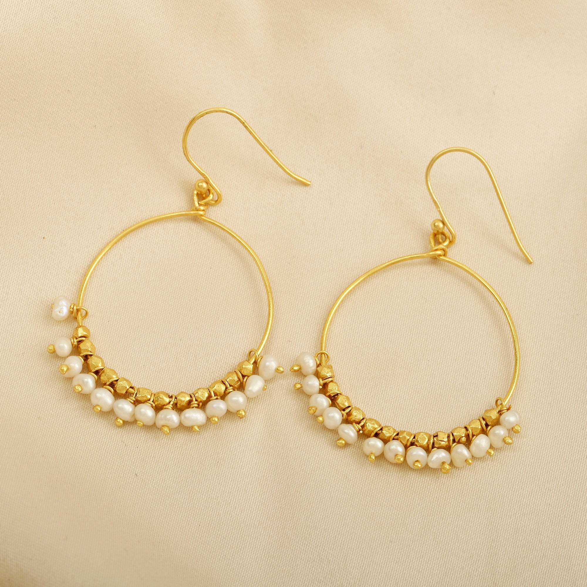 Pearl Stone Dangle Earrings in Sterling Silver - La Vitá Jewels