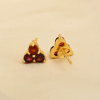 Garnet Gemstone Stud Earrings in Sterling Silver - La Vitá Jewels