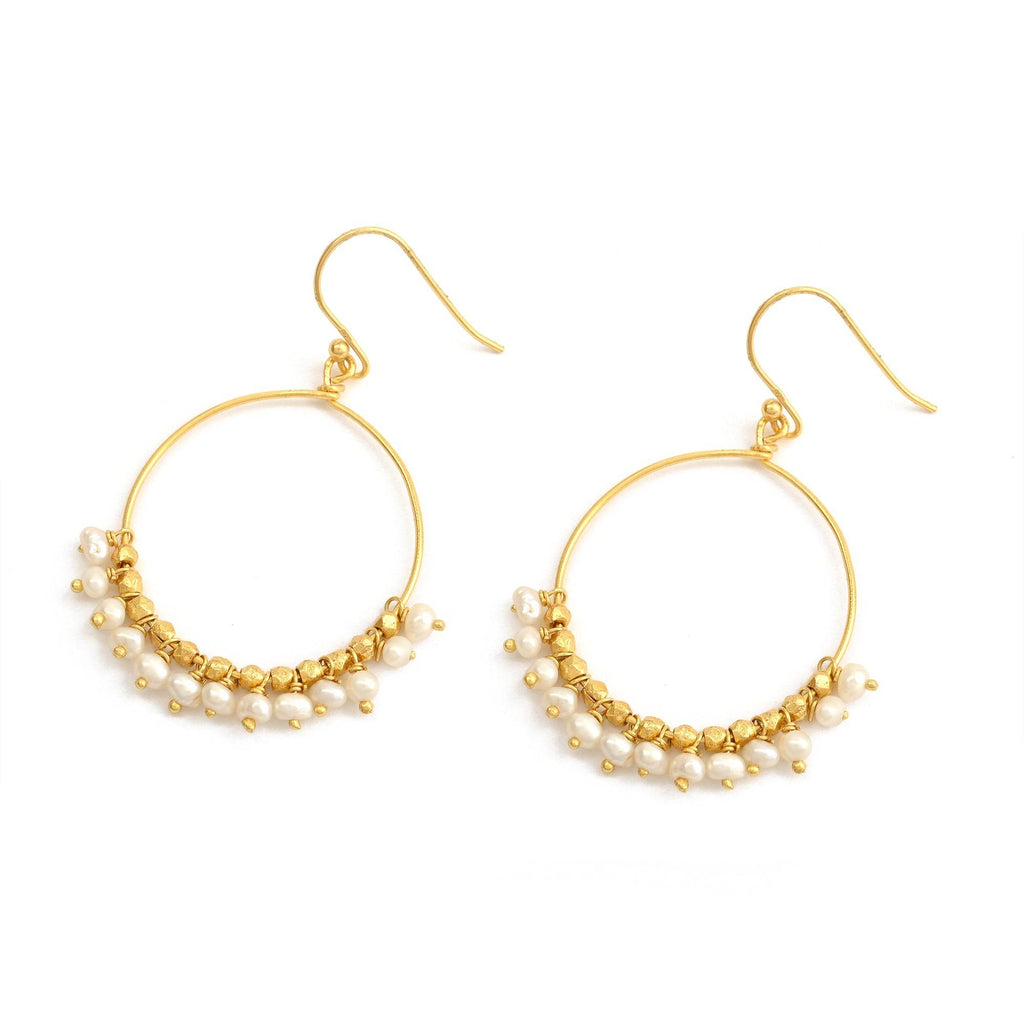 Pearl Stone Dangle Earrings in Sterling Silver - La Vitá Jewels