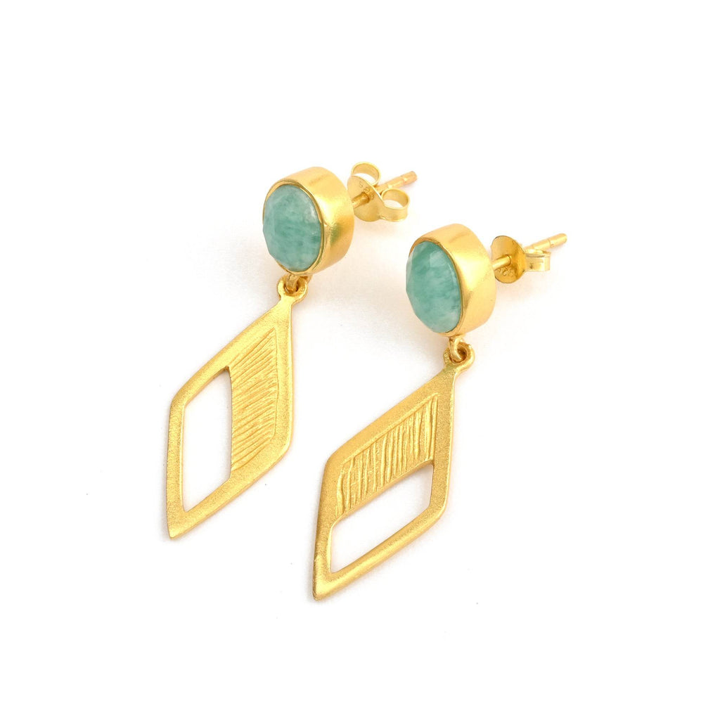 Amazonite Crafted Elegance Earrings in Sterling Silver - La Vitá Jewels