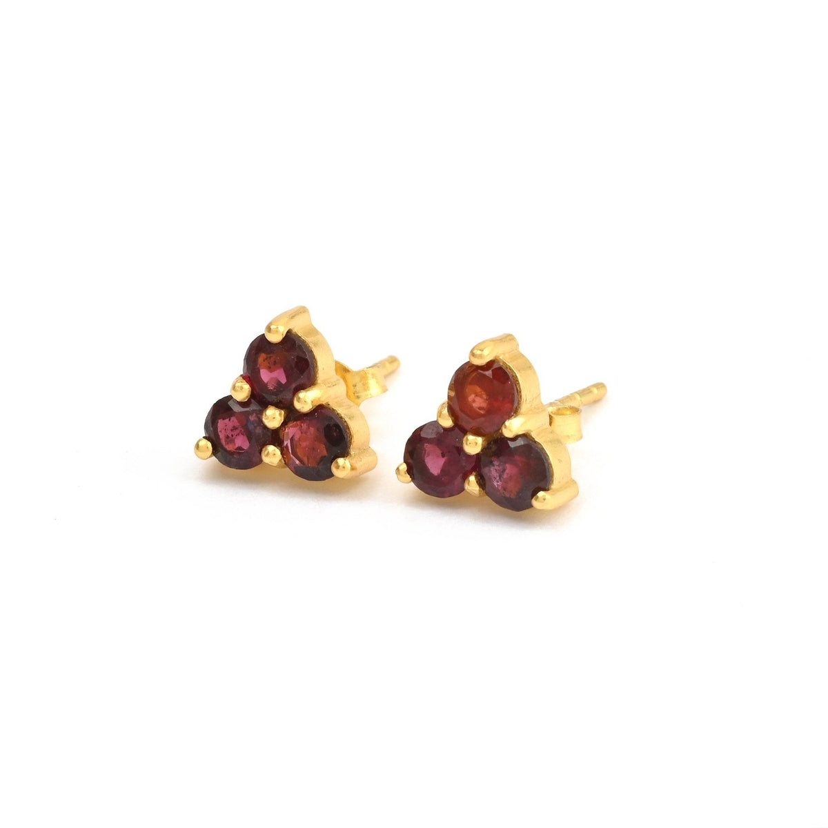 Garnet Gemstone Stud Earrings in Sterling Silver - La Vitá Jewels