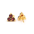 Garnet Gemstone Stud Earrings in Sterling Silver - La Vitá Jewels