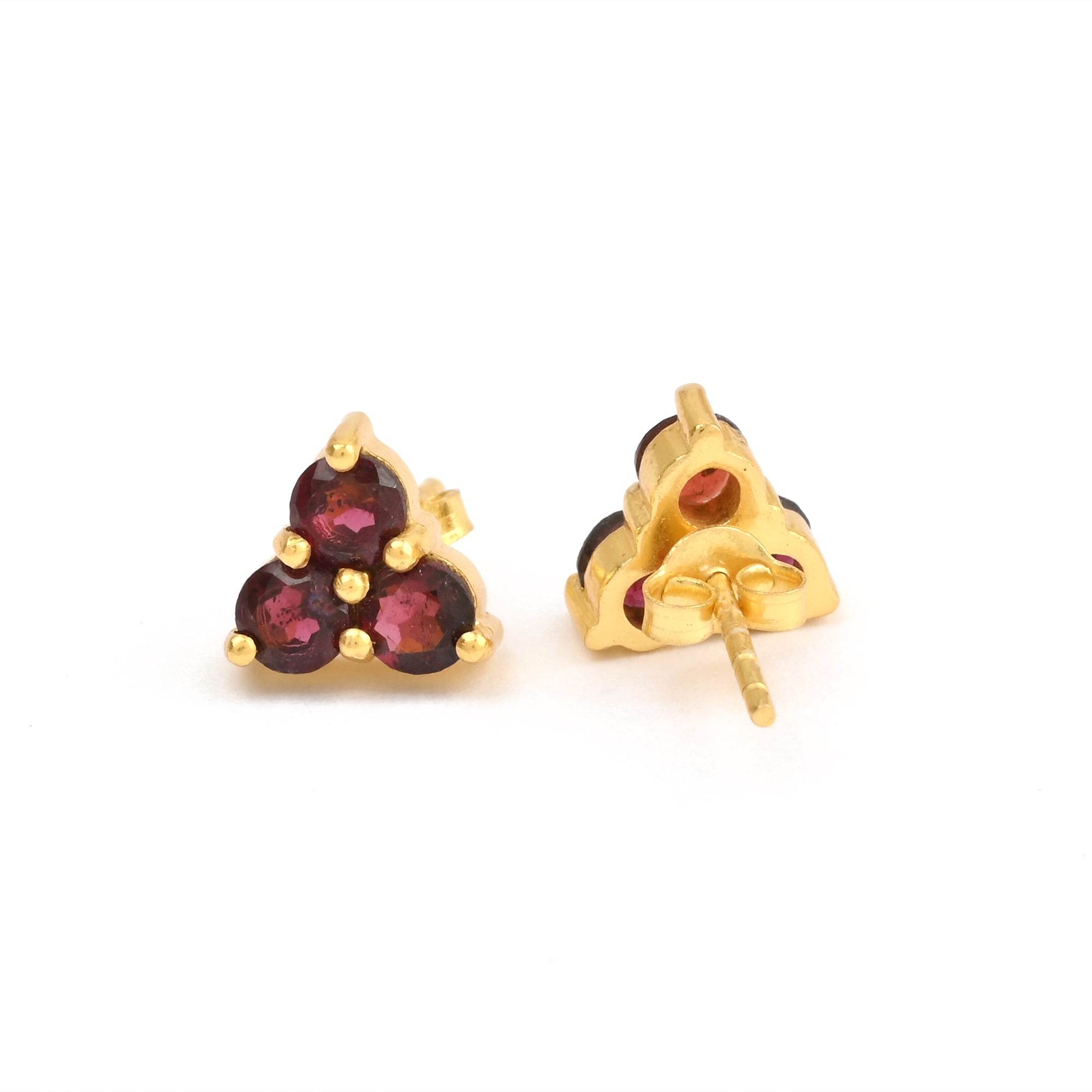 Garnet Gemstone Stud Earrings in Sterling Silver - La Vitá Jewels
