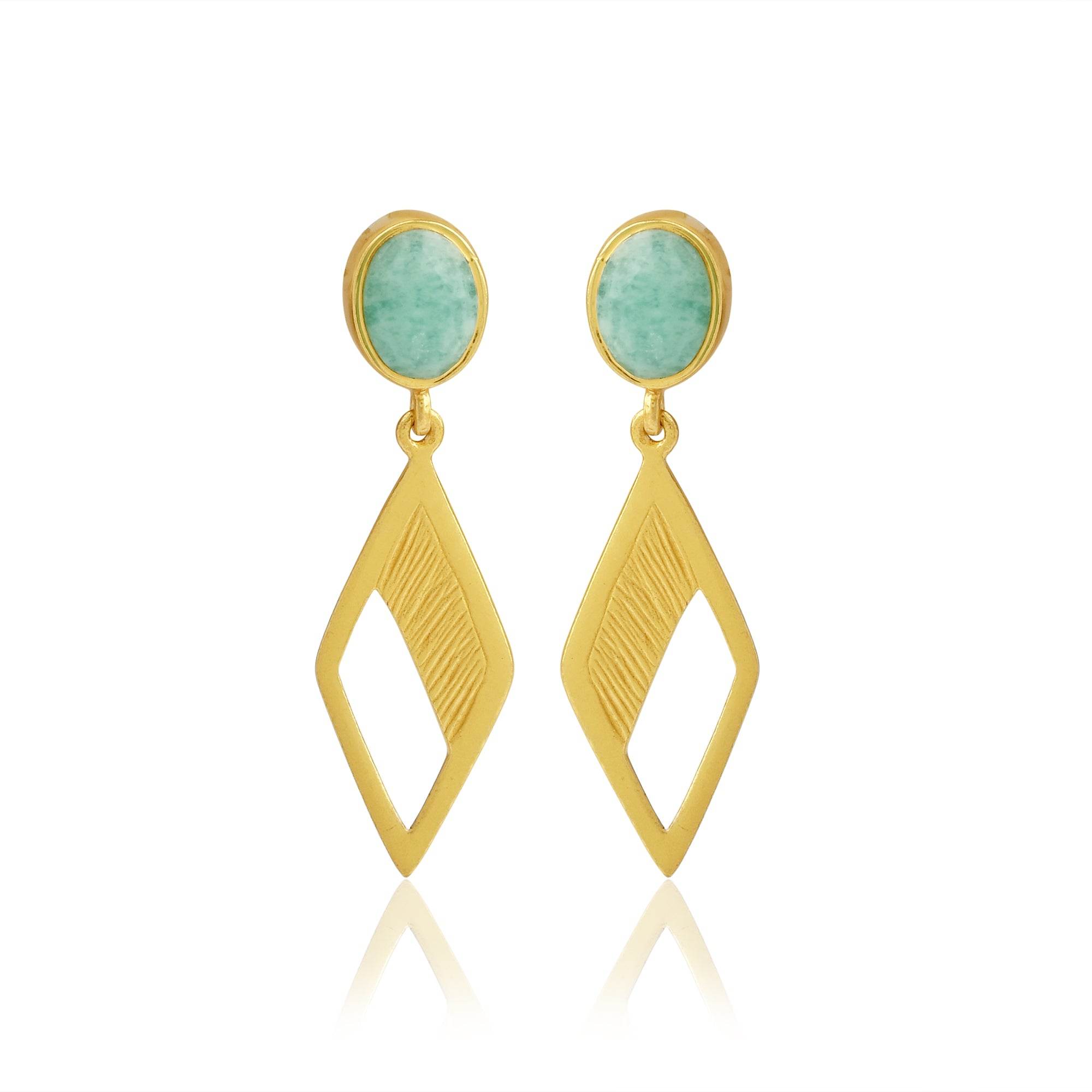 Amazonite Crafted Elegance Earrings in Sterling Silver - La Vitá Jewels