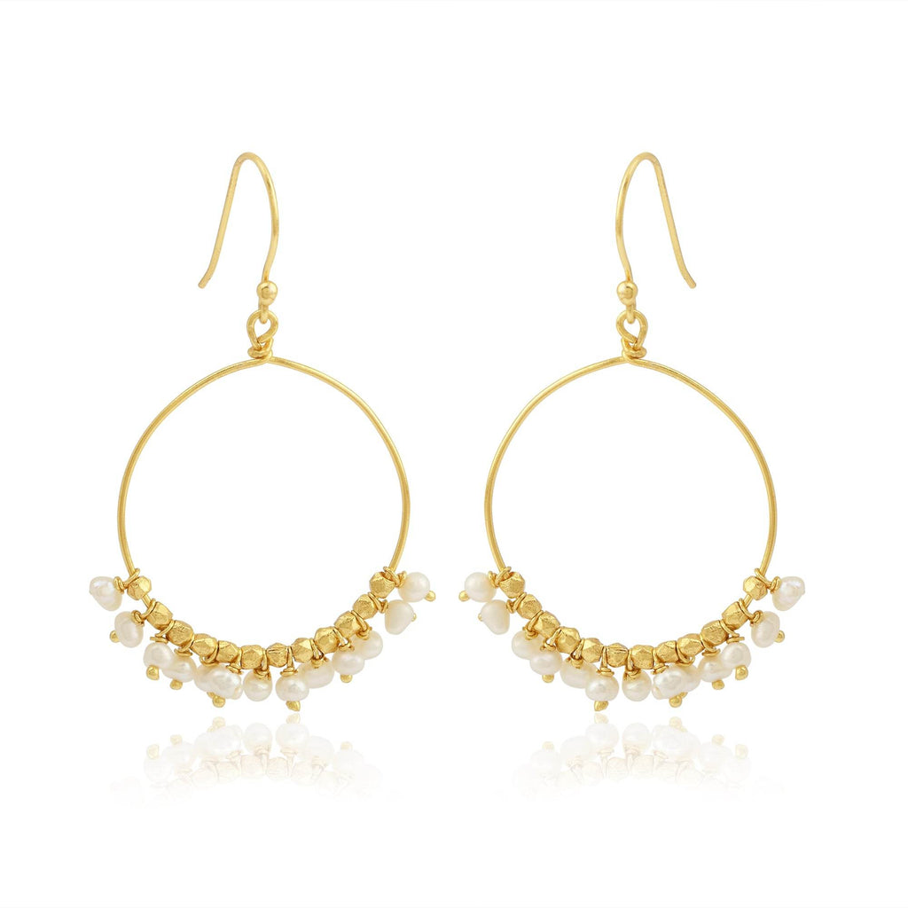 Pearl Stone Dangle Earrings in Sterling Silver - La Vitá Jewels