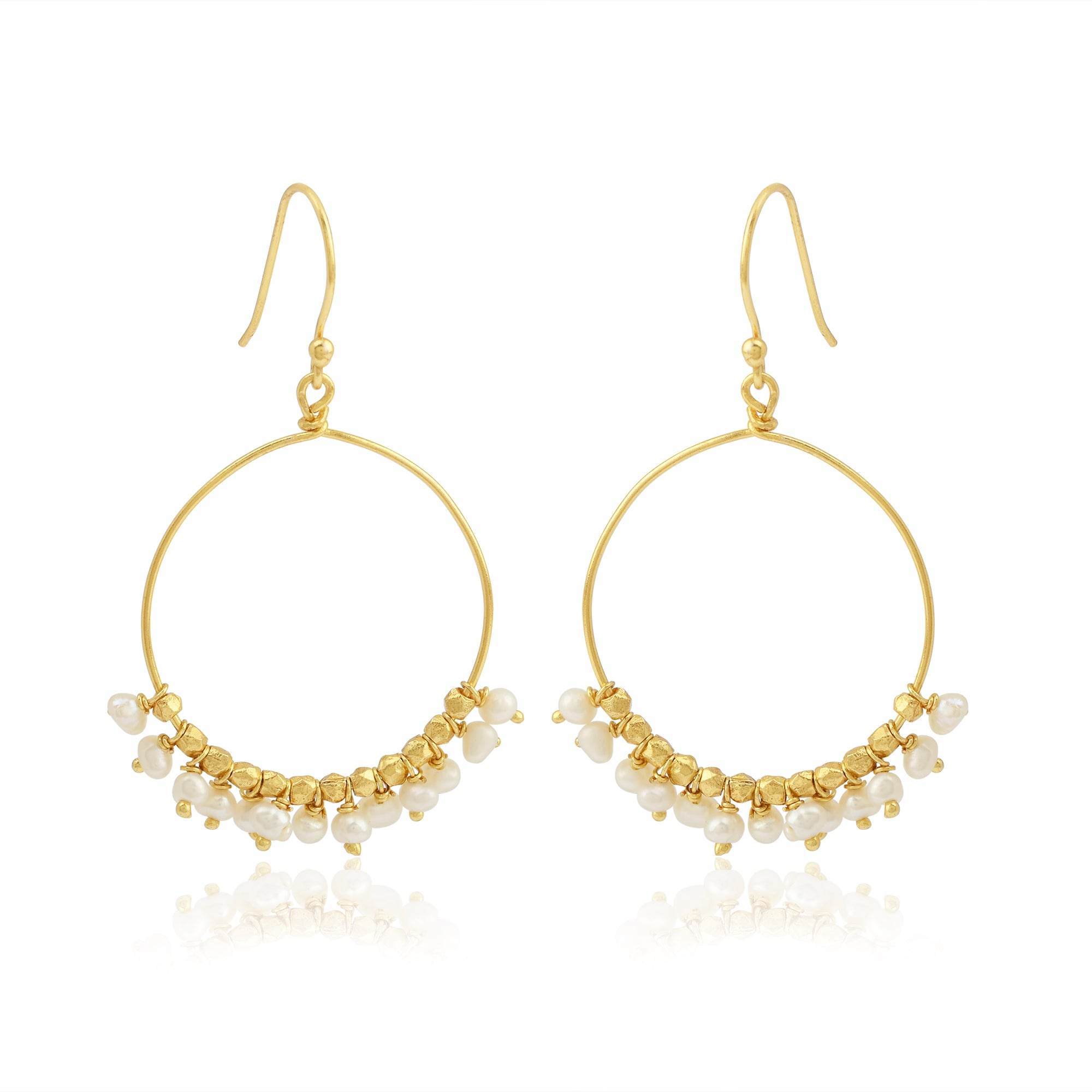 Pearl Stone Dangle Earrings in Sterling Silver - La Vitá Jewels