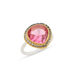 Gold, Black Rhodium Plated Pink Tourmaline Designer Rings