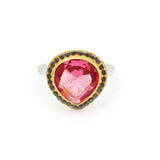 Gold, Black Rhodium Plated Pink Tourmaline Designer Rings