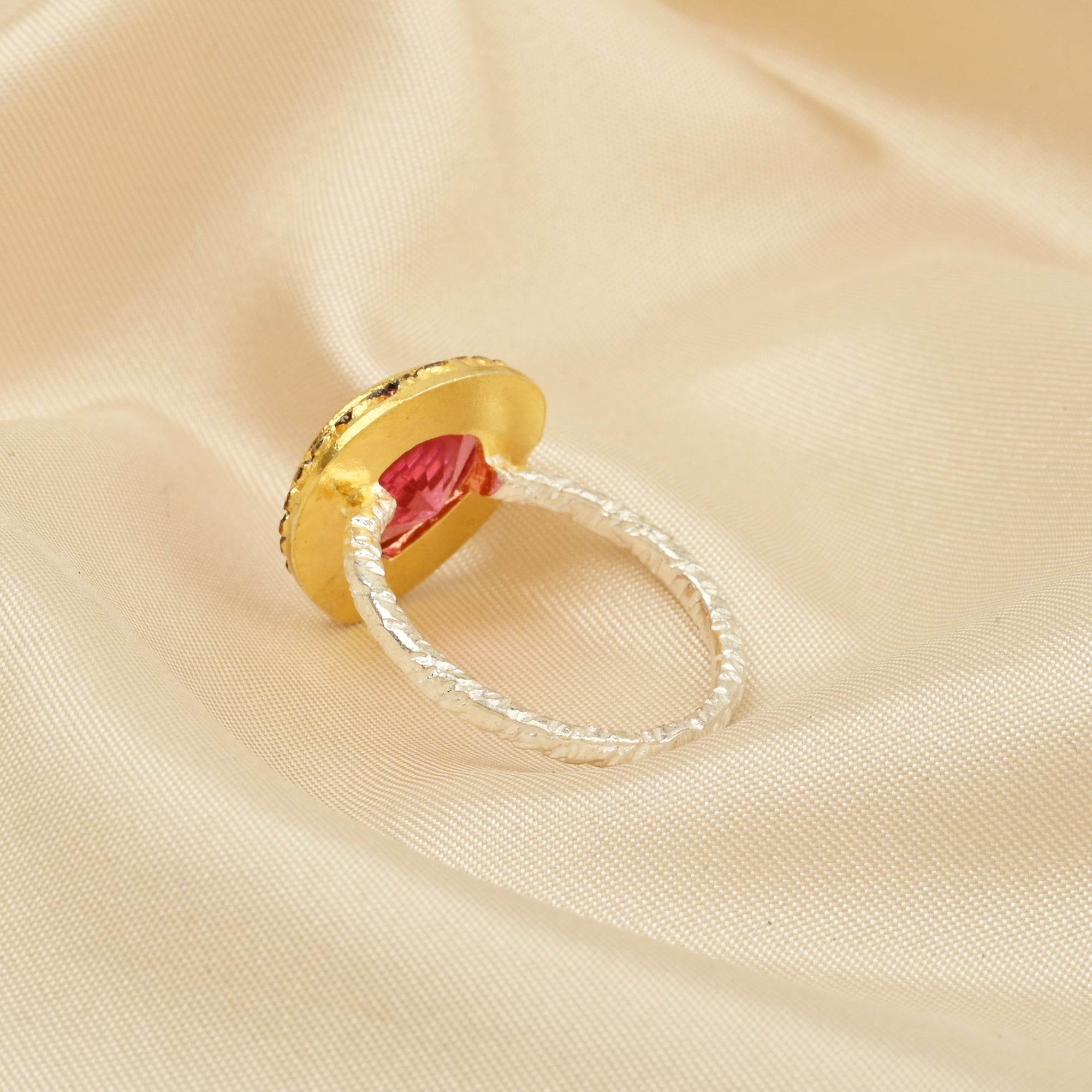 Gold, Black Rhodium Plated Pink Tourmaline Designer Rings in Sterling Silver - La Vitá Jewels