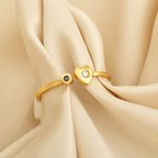 White and Black CZ Heart Shape Adjustable Rings in Sterling Silver - La Vitá Jewels