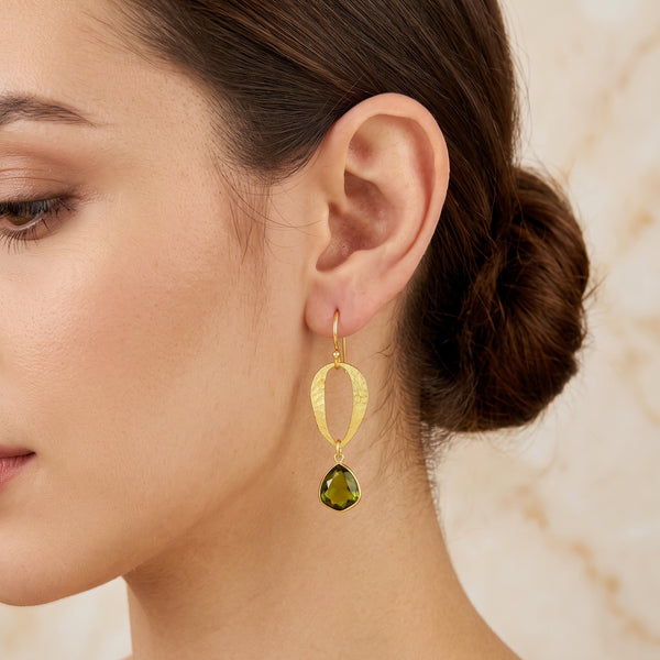 Green Crystal Textured Earrings