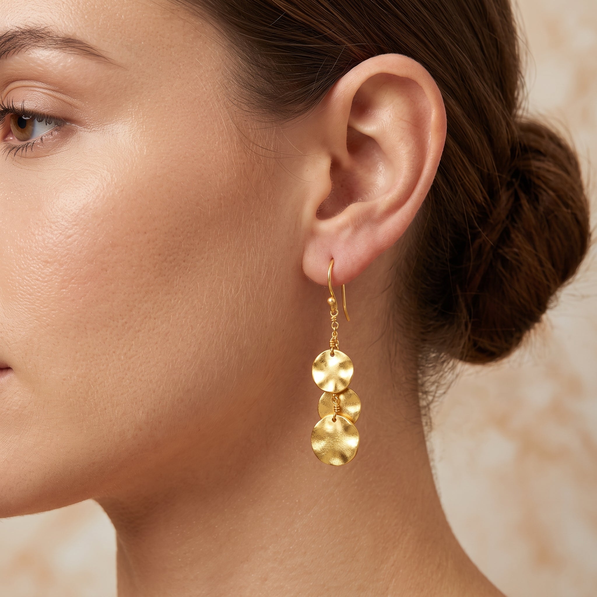 Sterling Silver Textured Disc Earrings