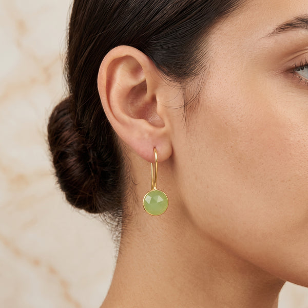 Sterling Silver Green Chalcedony Dangle Earrings