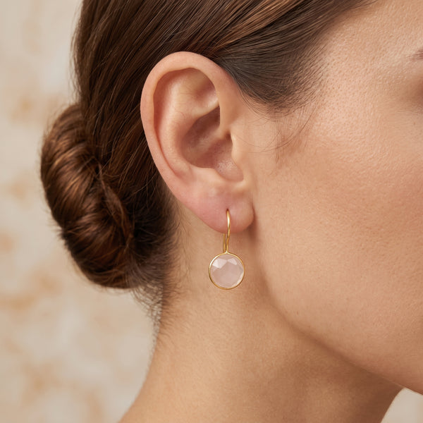 Rose Quartz, Chalcedony Dangle Earrings