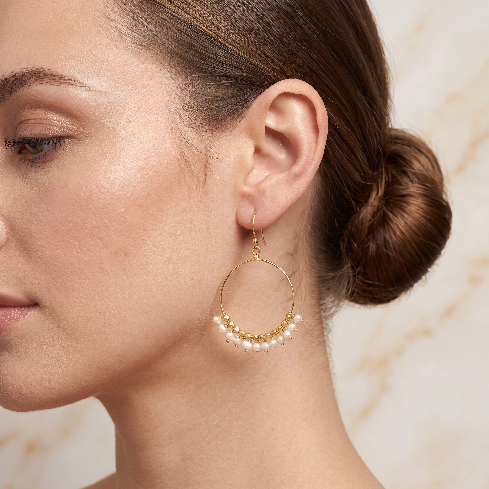 Pearl Stone Dangle Earrings in Sterling Silver
