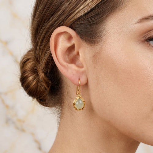 Aqua Chalcedony Dangle Earrings