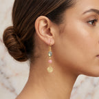 Labradorite and Pink Quartz Dangle Earrings