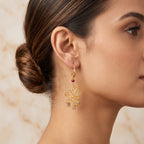 Ruby Lotus Dangle Earrings