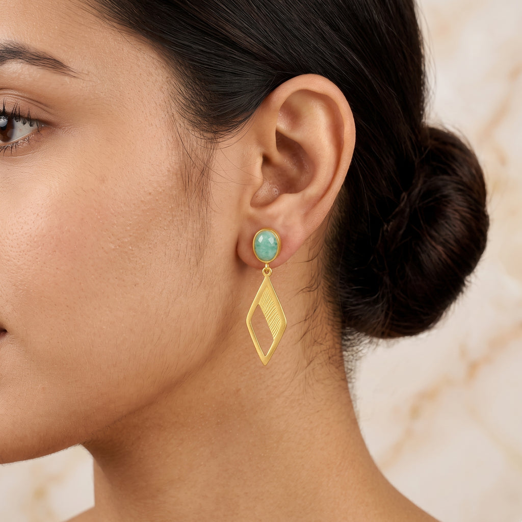 Amazonite Crafted Elegance Earrings in Sterling Silver
