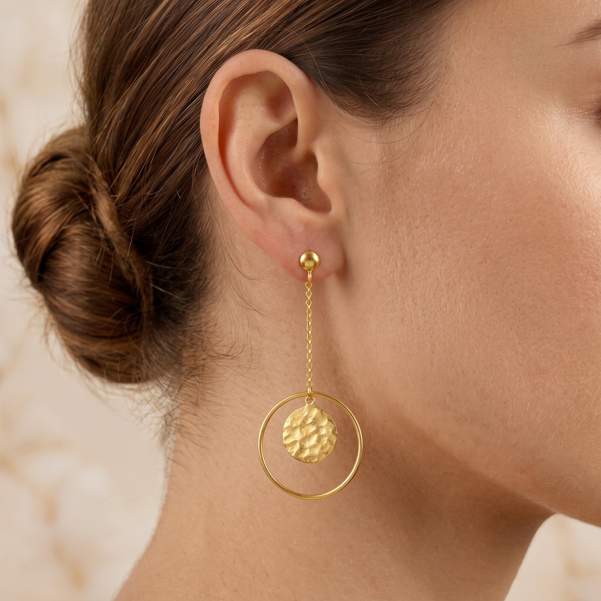 Circle Space Textured Earrings