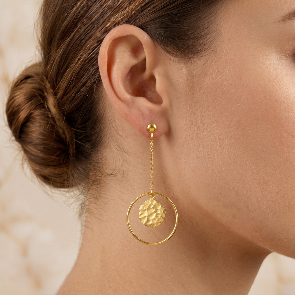 Circle Space Textured Earrings
