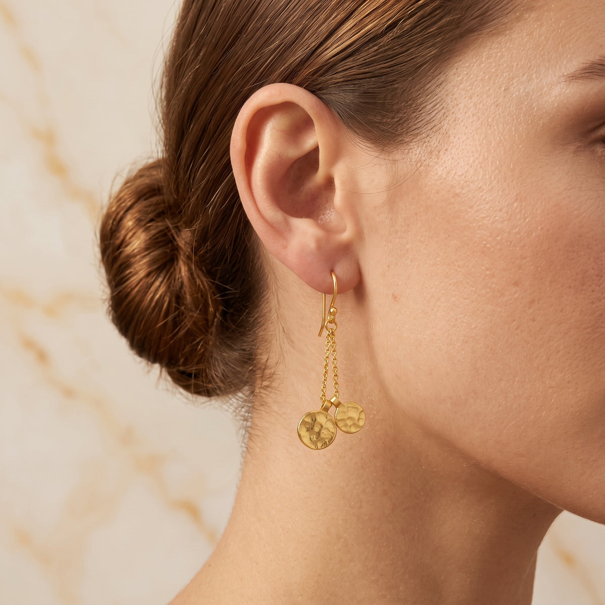 Round Disc Textured Earrings