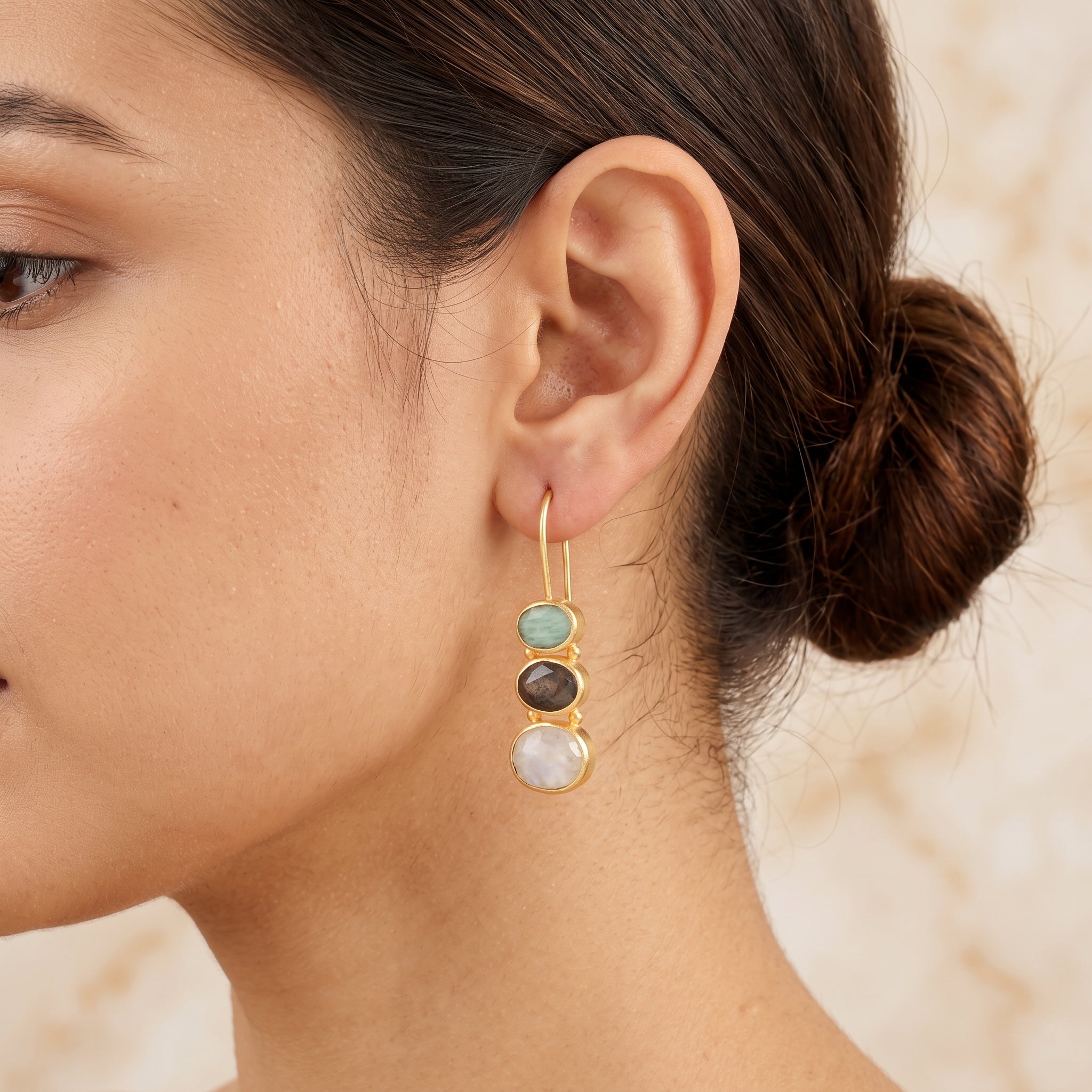 Rainbow, Labradorite, and Amazonite Earrings