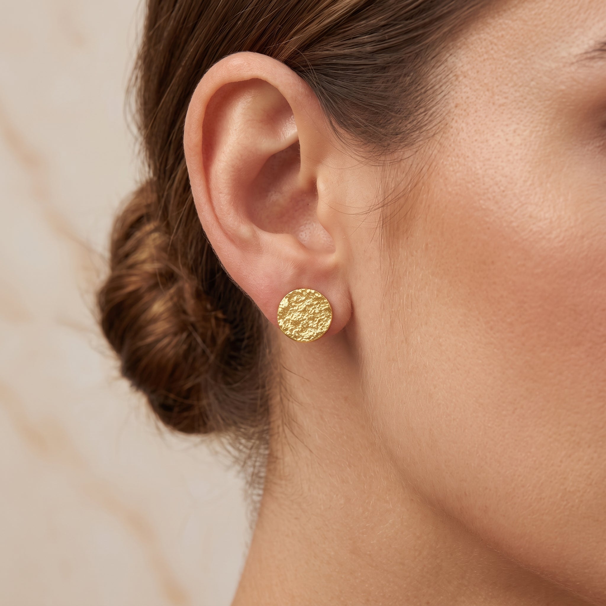 Round Hammered Stud Earrings