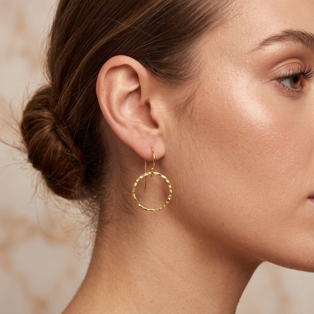 Circle Hammered Dangle Earrings