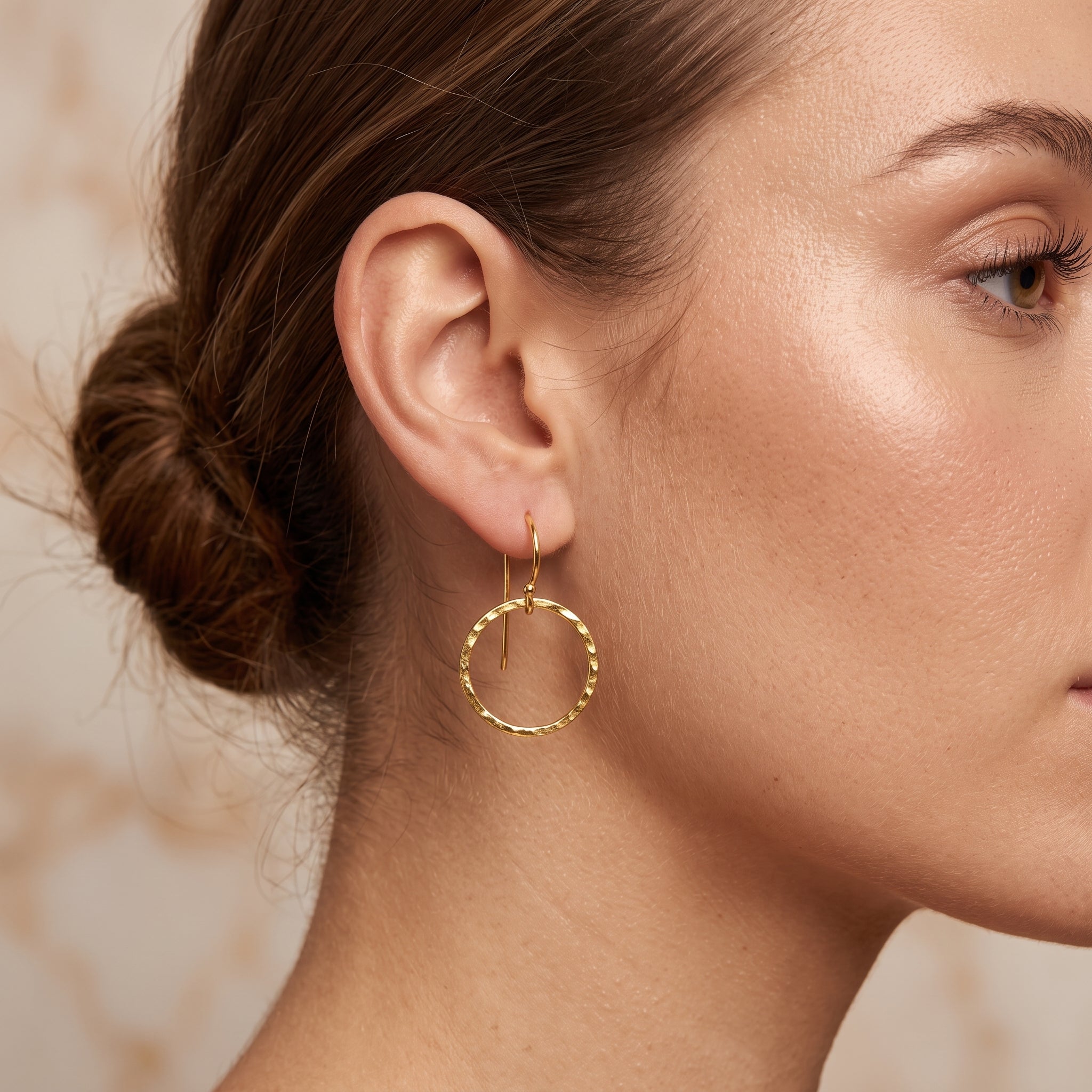 Circle Hammered Dangle Earrings