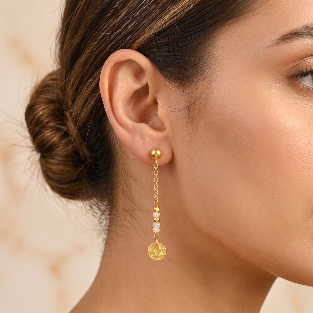 Sterling Silver Textured Coin Drop Earrings