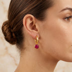 Betty Hoops Pink Quartz and Amazonite Gemstone