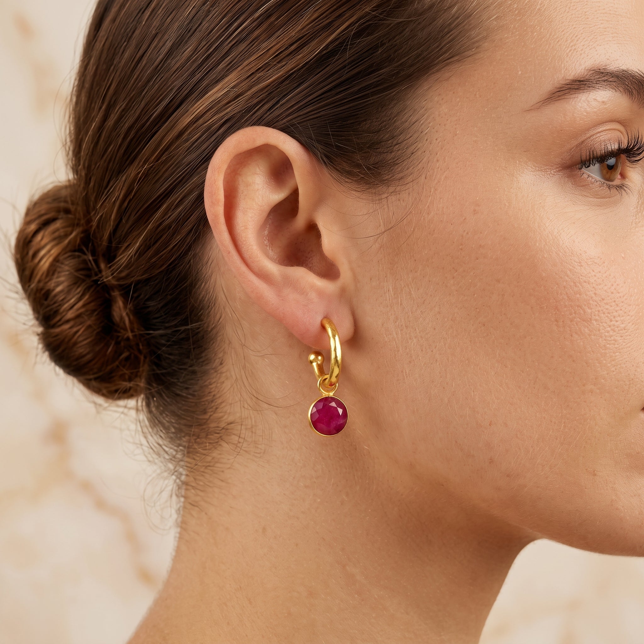 Betty Hoops Pink Quartz and Amazonite Gemstone