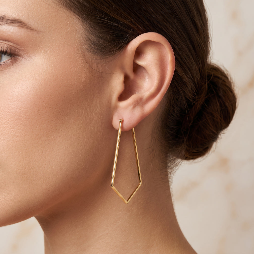 Dainty Pentagon Hoop Earrings