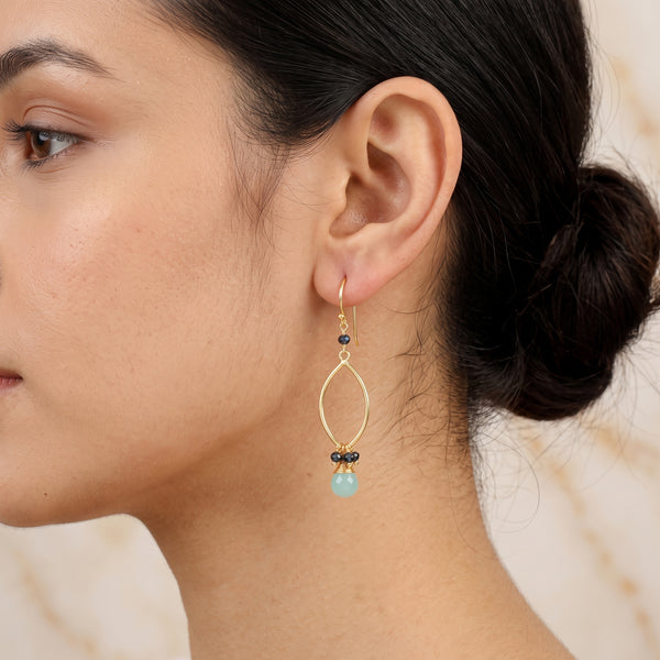 Gemstone Whispers Aqua and Iolite Earrings