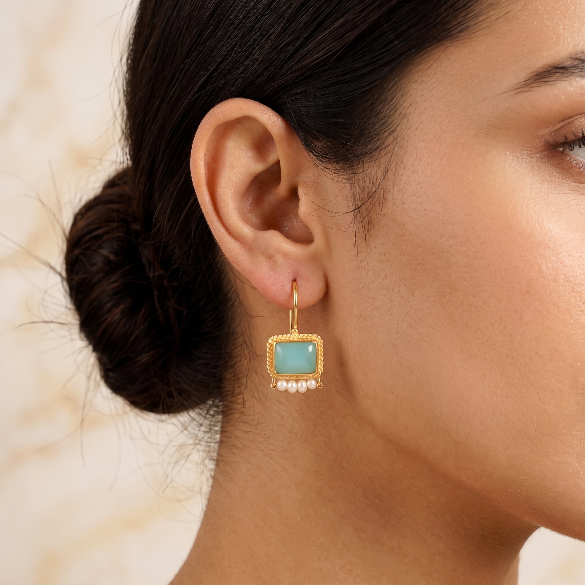 Princess Aqua and Pearl Earrings