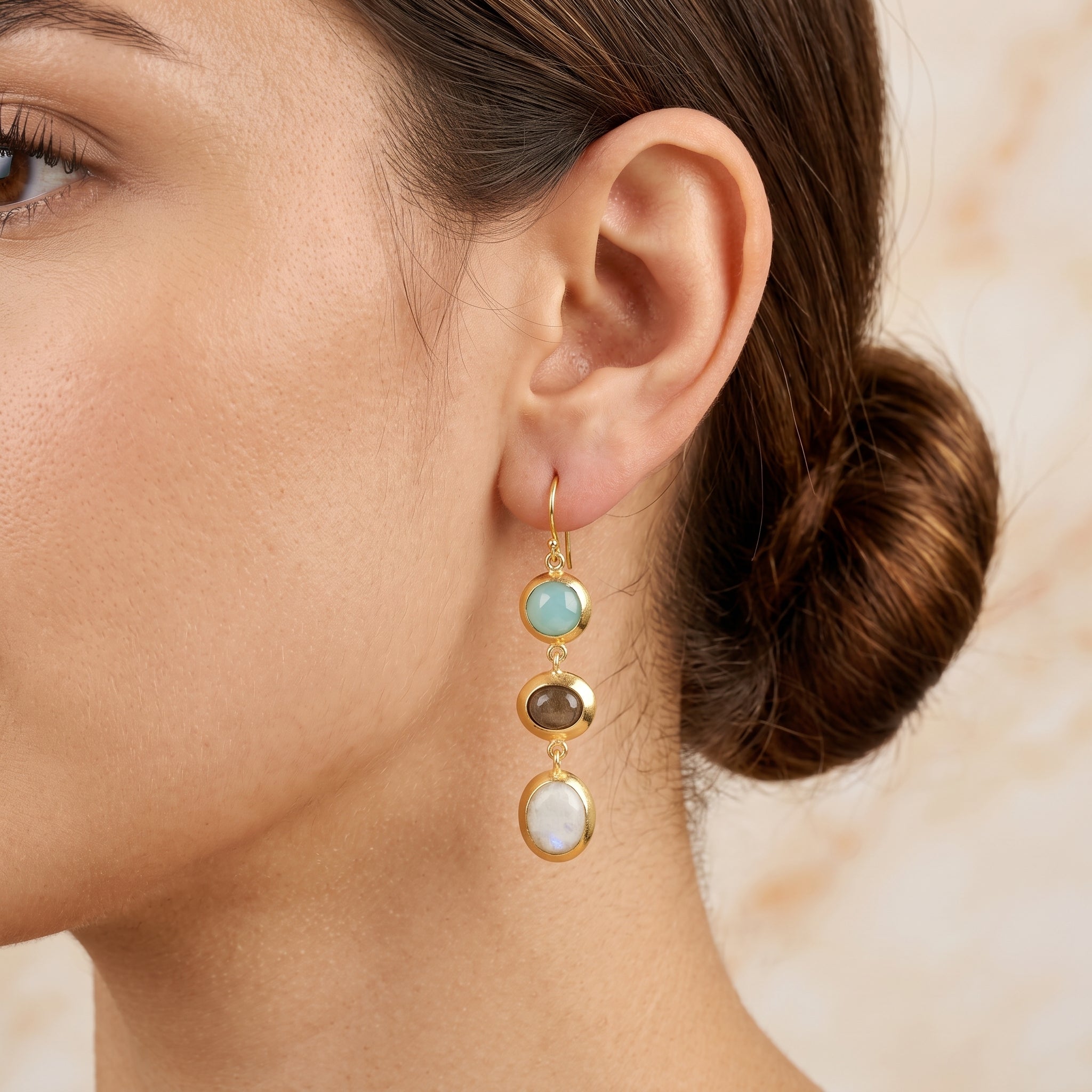 Tarang Aqua, Labradorite, and Rainbow Earrings