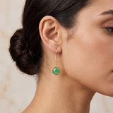 Green Chalcedony and Blue Sapphire Dangle Earrings
