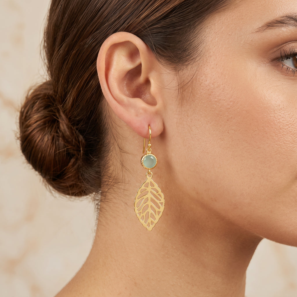 Feather Truth Aqua Chalcedony Earrings
