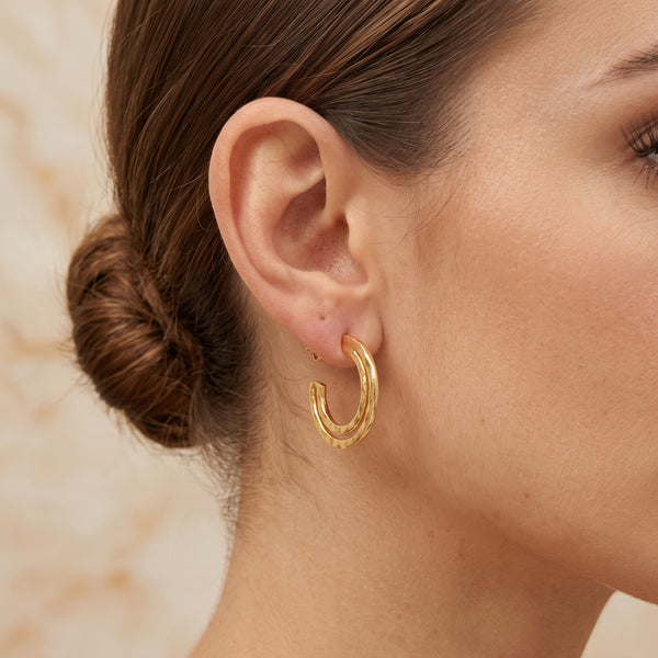 Golden Symphony Textured Hoops